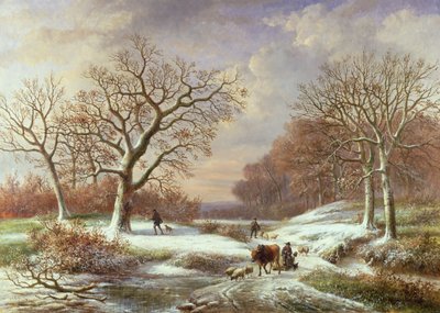 Winterlandschap door Louis Verboeckhoven